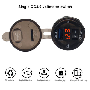 A73 단일 USB 포트 배터리 전압계 ON/OFF 스위치 QC3.0 호환 오토바이 용 12-24V DC 차량용 충전기 차량 자동차 - Product Image 4