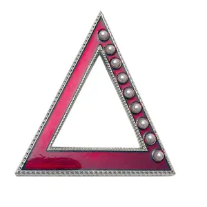 Custom Sorority Delta Sigma The手紙Brooch Dst Triangle形状Pearl Pin Brooch