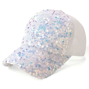 Gorra de béisbol de malla con lentejuelas para mujer, transpirable, protección solar, estilo casual de moda para verano - Product Image 4
