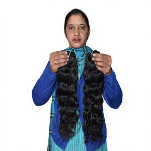Extensiones de cabello humano indio alineado con cutícula sin procesar 100% crudo al por mayor mechones de encaje ondulado procesamiento químico sin pelo - Product Image 1