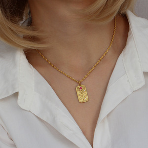 Popüler 18K PVD altın kaplama zirkon halat zincir paslanmaz çelik kare güneş yıldız <span class=keywords><strong>Tarot</strong></span> kolye kolye - Product Image 3