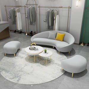 Ensemble <span class=keywords><strong>canapé</strong></span> et table basse en tissu créatif pour salon de beauté, éponge, design minimaliste moderne, forme irrégulière, aucun assemblage requis - Product Image 3