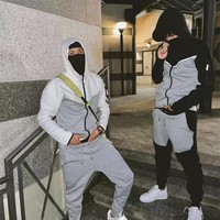 Survêtement Homme 2 Pièces en Polaire Technique Personnalisable avec Logo, en Polyester et Coton, pour Printemps-Automne 2025 – Hoodie et Pantalon pour la Course à Pied