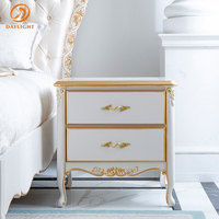 Ensemble de chambre à coucher hôtel personnalisable bois meubles européens luxe solide classique Table de chevet Vintage européen français table de chevet