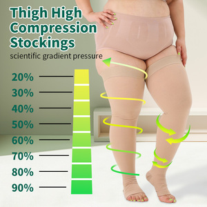 Chaussettes de compression de classe 3 de qualité médicale, unisexe, hauteur genou, bout ouvert, logo personnalisé, respirantes, écologiques, en nylon et élasthanne, pour enseignant - Product Image 2