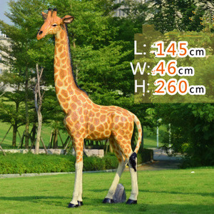 大型等身大ファイバーグラス製キリン像、手作り、耐候性、屋外ガーデンオーナメント、アールデコデザイン - Product Image 4