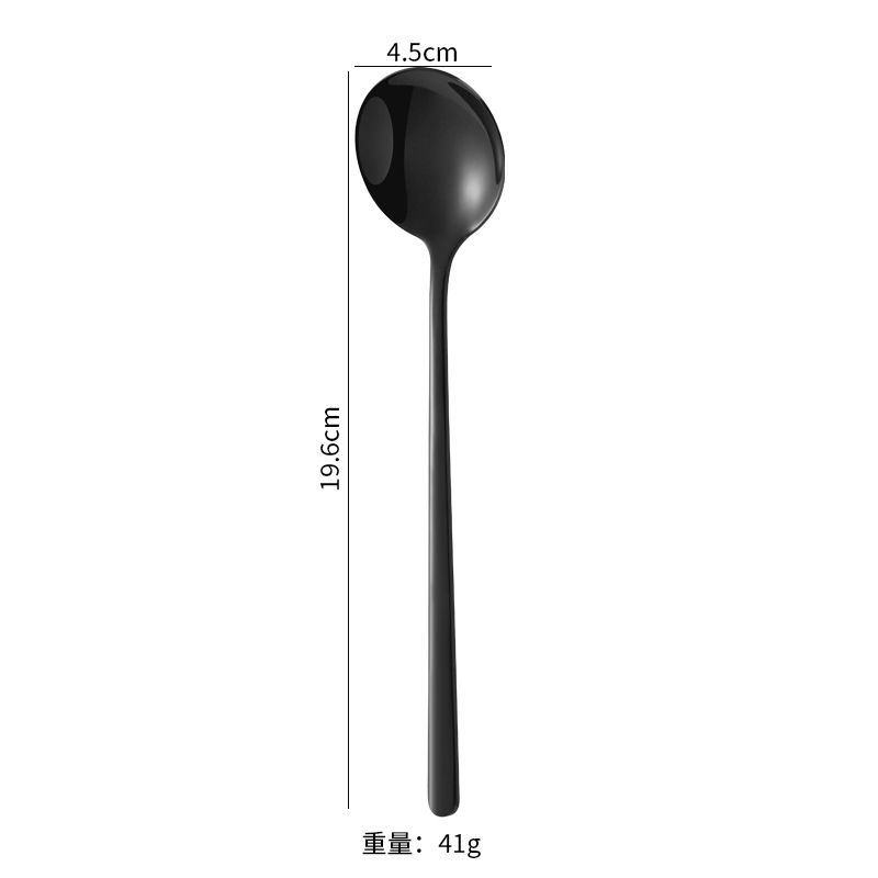 Cuchara redonda de acero inoxidable 304 - negra