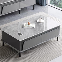 Prix de gros Meubles de maison Dernier design Table basse grise personnalisée Table basse moderne carrée et ensemble de meuble TV avec rangement