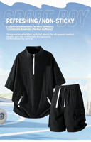 Polo à manches courtes en maille bulle pour homme – Nouvelle collection été 2026 – Imperméable, écologique, doux, respirant, décontracté et polyvalent