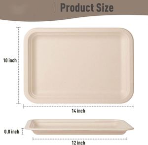 Extra <b>Large</b> Customized Size Eco-Friendly Biodegradable Bagasse Disposable Square Food Trays Heavy Duty Platter <b>Plates</b> for - Product Image 2