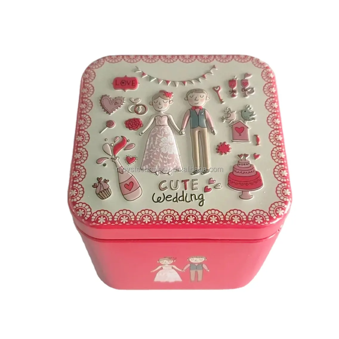 새로운 디자인 사탕 항아리 뚜껑 라벨 철 캔 주석 포장 용기 사탕 결혼 선물 상자
