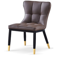 Chaise de salon de restaurant nordique moderne, minimaliste, confortable, avec dossier en cuir rembourré et structure en métal