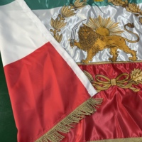 Bandera de Irán Histórica de 3x5 pies, de Poliéster de Calidad, Colores Brillantes, con Ojales de Latón, Bandera Bordada con el León de Irán