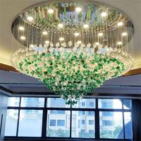 Villa de luxe, bâtiment duplex, salon moderne, éclairage artistique, long lustre en cristal LED avec taille personnalisable