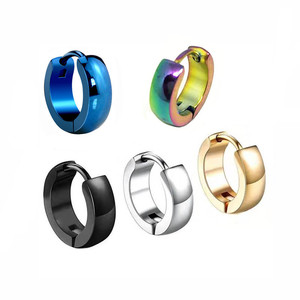 Cambered <strong>Rose</strong> <strong>Gold</strong> Huggie Earrings Trendy Stainless Steel Small <strong>Hoop</strong> for Men and Women Fashion Jewelry - Product Image 1