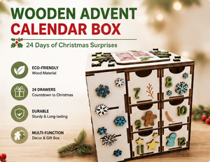 Reusable Wooden Advent Calendar <b>Box</b> with 24 Drawers <b>Christmas</b> Countdown Gift Organizer Snowflake Decor for Home Display - Product Image 2