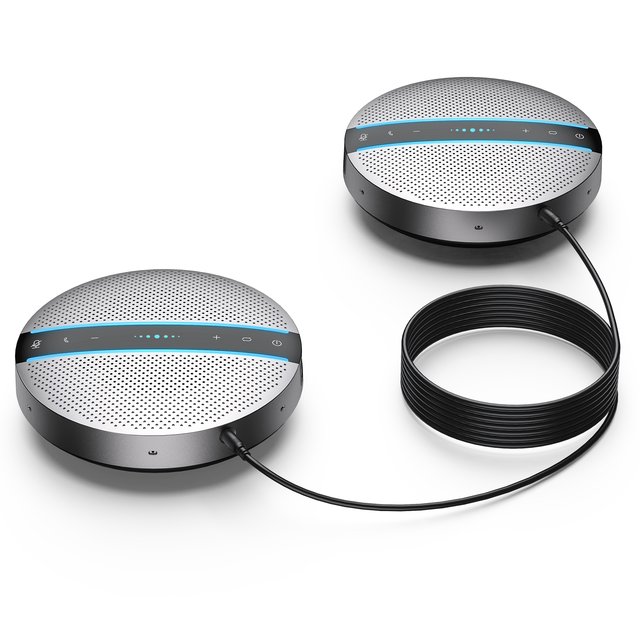 Conference Wired Metal Microphone Speakerphone Desktop Portable with LED Lights 360 Degree Pickup/AEC