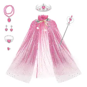 Halloween Costume Different Colors Princess Cloak Tulle Stars Sequin Cloak Princess Costume with Accessories Children's Shawl Cl