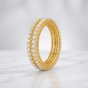 Bracelets de mariée indiens Bhargavi en gros, plaqués or, en laiton, bijoux de mariage traditionnels, imitation diamant, design couronne de perles - Product Image 3