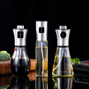 304 Stainless Steel <b>Spray</b> Bottle Press Type Glass Oil Vinegar Sprayer Kitchen Cooking Leak Proof <b>Set</b> Of 3 - Product Image 1