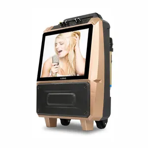 15 inch screen subwoofer smart Karaoke trolley speaker wireless portable dj speaker box