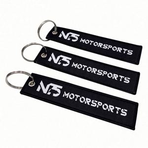 Factory Wholesale <b>Custom</b> Logo Woven Jet Tags Letter Charms <b>Keychain</b> - Product Image 6