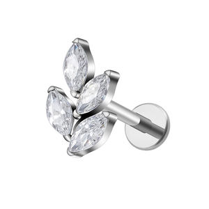 Droit Grand Ti-6AL4V-ELi ASTM F-136 IMPLANT GRADE Titane 16G Marquise CZ Feuille Top Ends <span class=keywords><strong>Oreille</strong></span> <span class=keywords><strong>Piercing</strong></span> Bijoux - Product Image 3