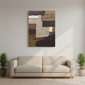 Hand-sculpted 3D Textured Rustic Brown &amp; Cream Abstract Canvas Wall <strong>Art</strong> for Living Room Entryway Natural Home Decoration - Product Image 5