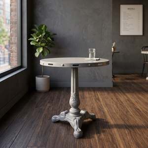 Table à manger industrielle pliable et réglable en fonte de fer gris, 4 places, avec chaises rustiques pour la maison et l'hôtel - Product Image 2