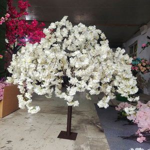 Púrpura <span class=keywords><strong>Phalaenopsis</strong></span> orquídeas y hojas estilo llanto 1,2 m árbol de flor de cerezo artificial para centro de mesa de boda - Product Image 4