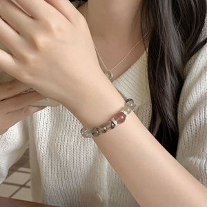 Natural <b>Crystal</b> Green Phantom Quartz Bracelet S925 Sterling Silver Strawberry Quartz Women's Everyday Wear Minimalist Design - Product Image 3