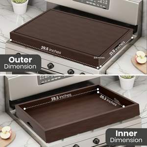 Planche à nouilles <span class=keywords><strong>en</strong></span> <span class=keywords><strong>bois</strong></span> foncé, couvercle <span class=keywords><strong>de</strong></span> cuisinière pour cuisinières à <span class=keywords><strong>gaz</strong></span> et électriques, avec plateau <span class=keywords><strong>de</strong></span> service et planche à charcuterie - Product Image 4