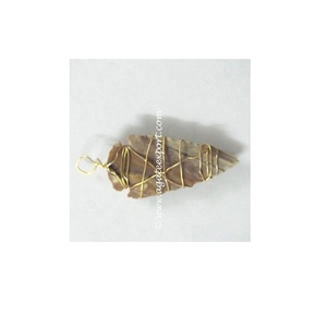 <b>Silver</b> <b>Wire</b> Wrapped Arrowheads Pendants Natural - Product Image 1