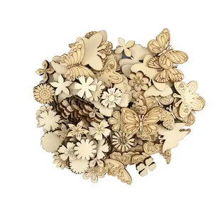 Natürliches Holzhandwerk Holz blumen blätter basteln Schmetterlings handwerk für DIY-Party-und Hochzeits dekorationen