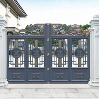 Porte en aluminium à battants de villa, style classique européen de luxe, en alliage d'aluminium, clôture en acier inoxydable, treillis et portails