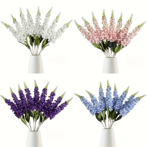 Lot de 12 Hortensias de 28 pouces de hauteur, Ensemble de Fleurs Artificielles Delphinium Style Bohème, Fleurs de Nénuphar à Longue Tige pour Décoration Intérieure - Product Image 1