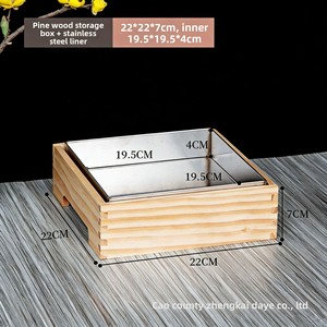 Caja de almacenamiento japonesa de madera para sashimi de salmón, hot pot, barbacoa, preparación de alimentos, diseño de bandeja Snowflake Fat Cow - Product Image 5