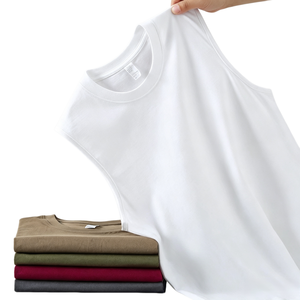 Débardeur d'été en coton tricoté respirant pour homme, col rond uni, 8032, avec impression de logo personnalisé, style décontracté - Product Image 1