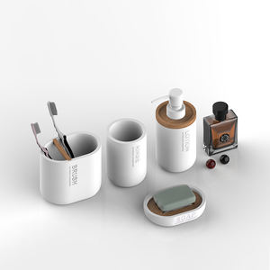 Semplice Casa Decorazione Dell'hotel Della Copertura di Legno Naturale Accessori Per il <span class=keywords><strong>Bagno</strong></span> Set - Product Image 4