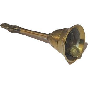 Handheld Brass Jingle Bell Colorful Indian Ghanti Hand-Bell for Home Office Wedding Decor Christmas <b>Mandir</b> Pooja Items Diwali - Product Image 1