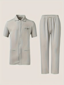 Nuovo Completo <span class=keywords><strong>Etnico</strong></span> <span class=keywords><strong>Africano</strong></span> da Uomo 2025 di Alta Qualità, Top + Pantaloni, Tinta Unita - Product Image 4