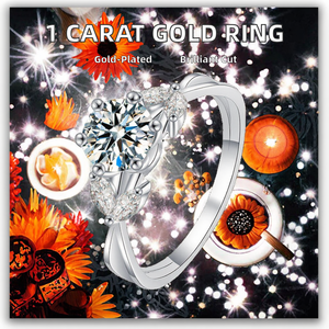 Bague classique en argent sterling S925 plaqué or 18 carats, 6 griffes, moissanite 1 carat, couleur D, série 9094, fortement recommandée - Product Image 3