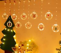 Guirlande lumineuse rideau, boule de vœux, USB, pour décoration de noël, sapin de noël