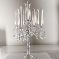 Support de bougie de mariage Royal Diamond - Décoration de table en cristal transparent pour la Saint-Valentin et Noël