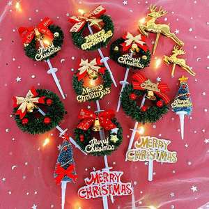 Festive Christmas Cake Decorations Xmas Party Topper Set with Santa Deer Star <b>Tree</b> & Bell Garland for Holiday Celebrations - Product Image 2
