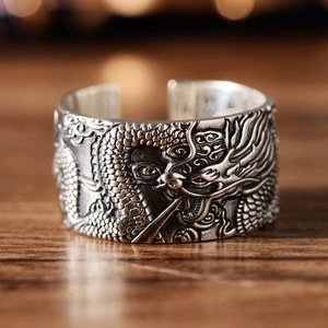 EAL 925 Silver ENS Iker ings ITH lying Ragon intage UNK phoiphop tytyle Eart uutra nngraved uuddhism Nimal nimewelry - Product Image 4