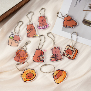 Spot Wholesale Cute Capybara <b>Keychain</b> Cartoon Cavy Pendant Acrylic Ornament Accessories Decor Gift - Product Image 1