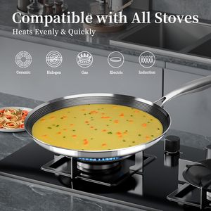 Sartén antiadherente de acero inoxidable de triple capa con diseño de panal, compatible con inducción, para <span class=keywords><strong>pizza</strong></span>, para cocina doméstica. - Product Image 3