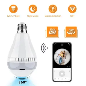 V380 balıkgözü 2mp akıllı güvenlik kamerası ampul WiFi 360 görünüm 1080p gözetim güvenlik ışığı ampul kamera