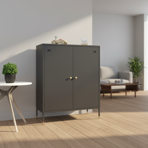 Aparador de Estilo Nórdico Moderno para el Hogar, Mueble de Almacenamiento para la Entrada o el Recibidor, Buffet de Hierro y Madera para la Sala de Estar - Product Image 1